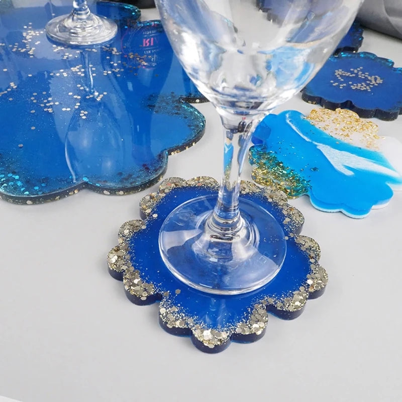 5Pcs Large Silicone Flower Coaster Resin Casting Molds Kit