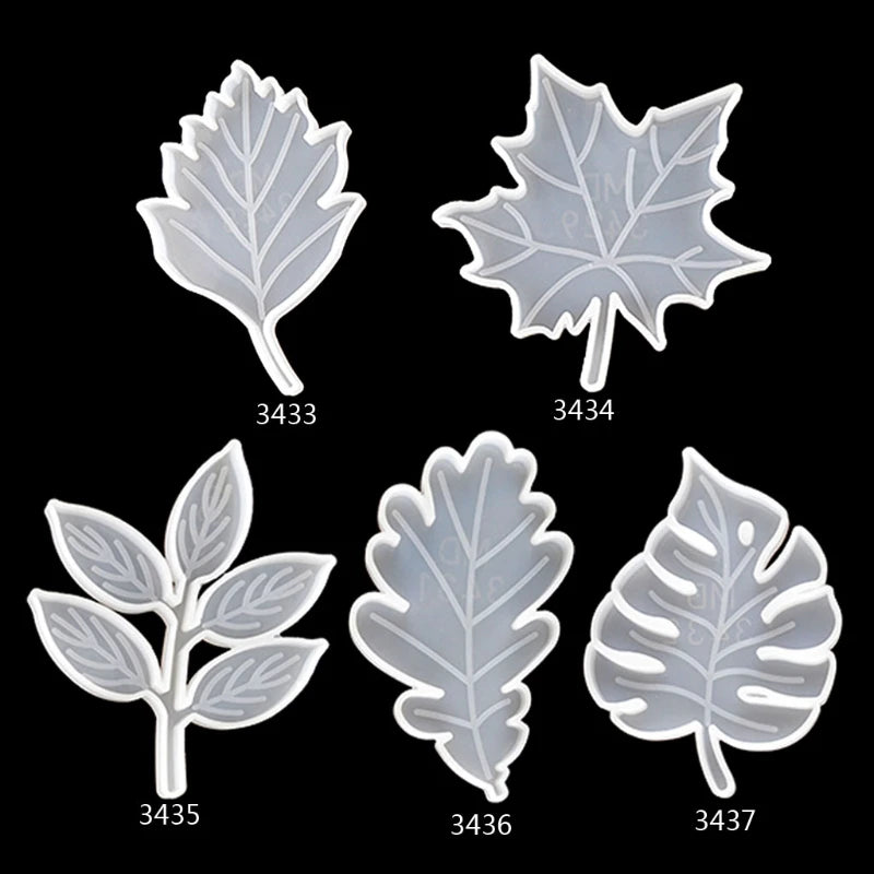 5Pcs Leaves Coaster Silicone Resin Mold Tropical Maple Leaf Resin Casting Mold