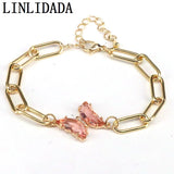 Women's Crystal Butterfly Charm Bracelet Adjustable Chain Bangle