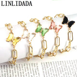 Women's Crystal Butterfly Charm Bracelet Adjustable Chain Bangle
