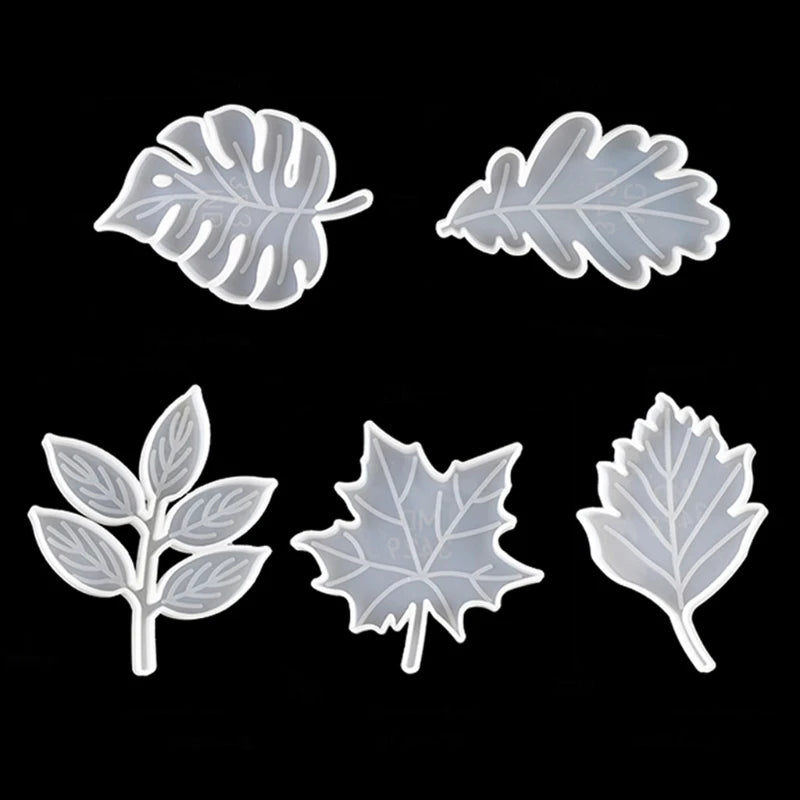 5Pcs Leaves Coaster Silicone Resin Mold Tropical Maple Leaf DIY Casting Mold