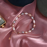 5Pcs 100% Natural Freshwater Pearl 14K Plated Copper Beads Strand Bracelets