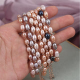 5Pcs 100% Natural Freshwater Pearl 14K Plated Copper Beads Strand Bracelets