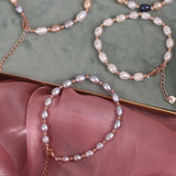 5Pcs 100% Natural Freshwater Pearl 14K Plated Copper Beads Strand Bracelets
