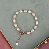 5Pcs 100% Natural Freshwater Pearl 14K Plated Copper Beads Strand Bracelets