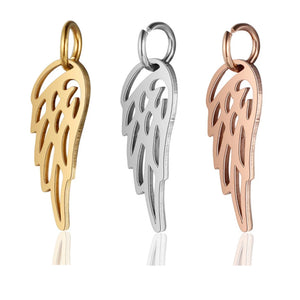 5Pcs/Lot Stainless Steel Angel Wing Pendant Charm DIY Jewelry Making
