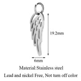 5Pcs/Lot Stainless Steel Angel Wing Pendant Charm DIY Jewelry Making