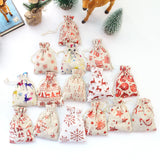 5Pcs Santa Velvet Gift Bags, 10X14 13X18 Linen Cotton Pouches, Can Logo