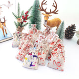 5Pcs Santa Velvet Gift Bags, 10X14 13X18 Linen Cotton Pouches, Can Logo