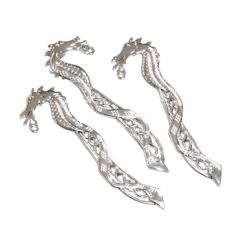 5Pcs 115*32.5MM Silver Plated Dragon Bookmark Charms DIY Jewelry