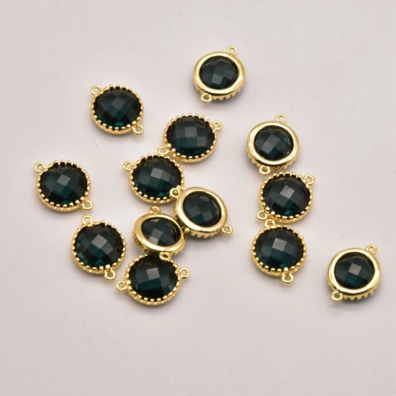 5Pcs Natural Dark Green Jade Double Pendan Crystals Bulk Items
