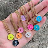 5Pcs/Lot Enamel Moon Coin Charm Pendant