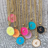 5Pcs/Lot Enamel Moon Coin Charm Pendant