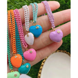 5Pcs Enamel CZ Heart Charm Pendants