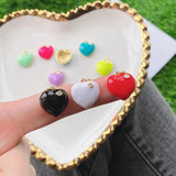 5Pcs Enamel CZ Heart Charm Pendants