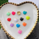 5Pcs Enamel CZ Heart Charm Pendants