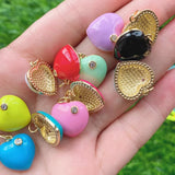 5Pcs Enamel CZ Heart Charm Pendants