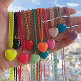 5Pcs Enamel CZ Heart Charm Pendants