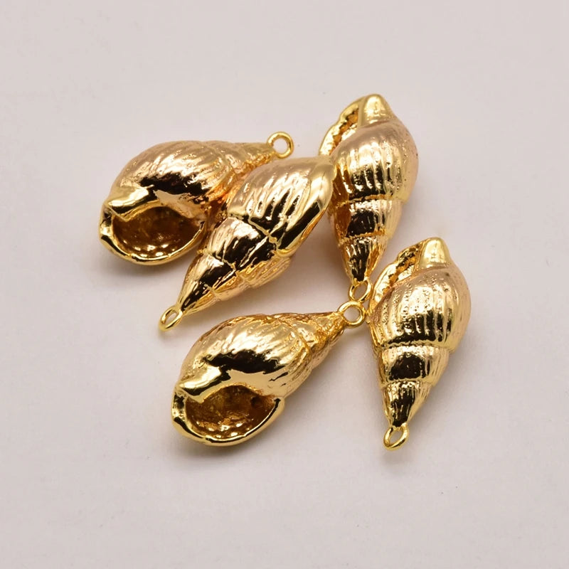5Pcs 20mm*9mm 18K Brass Plated Conch Pendant DIY Jewelry Necklace JA0393