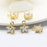 5Pcs/Lot Mini CZ Star Charms Pendant for Jewelry Making