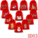 5Pcs Xmas Velvet Bags 9x12 15x20cm Drawstring Pouch Jewelry Packaging