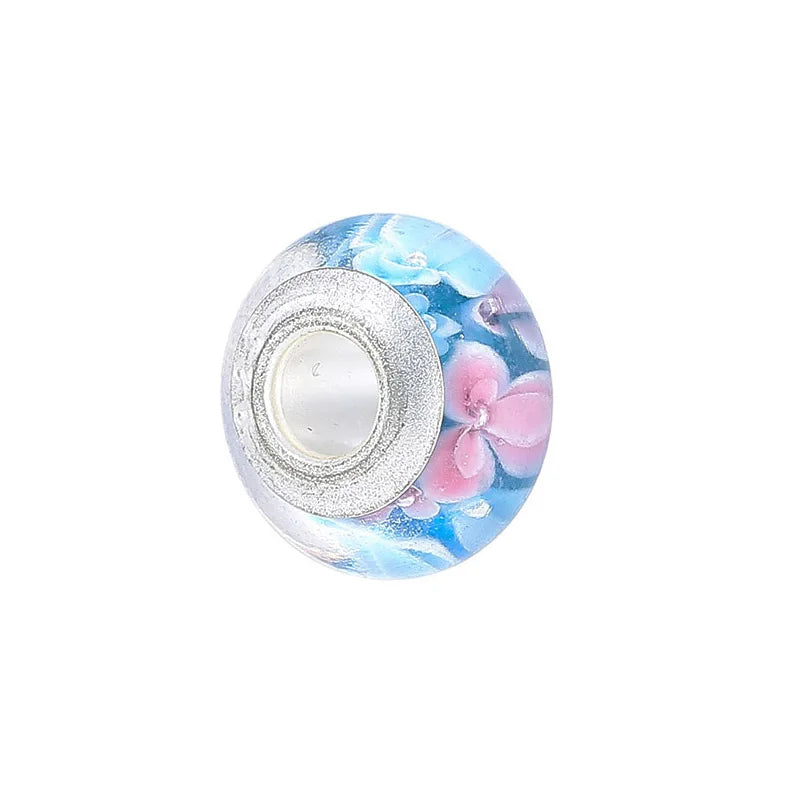 5Pcs Colorful Glass Flower Beads for DIY Charm Bracelets