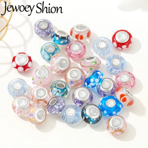5Pcs Colorful Glass Flower Beads for DIY Charm Bracelets