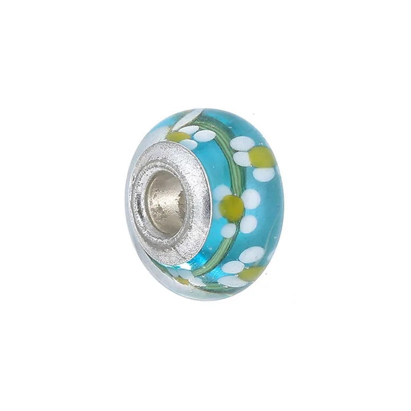 5Pcs Colorful Glass Flower Beads for DIY Charm Bracelets