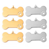 5Pcs Stainless Steel Dog Bone Pet Paw Tag Charm Accessories