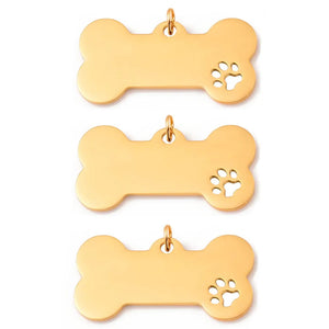5Pcs Stainless Steel Dog Bone Pet Paw Tag Charm Accessories