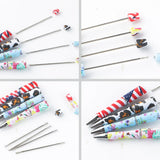 5Pcs DIY Beaded Ballpoint Pen Plastic Bead Making Stationery Wedding Gift
