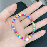 5Pcs/Lot Small Beaded Bracelets, Star Flower Heart Bangles