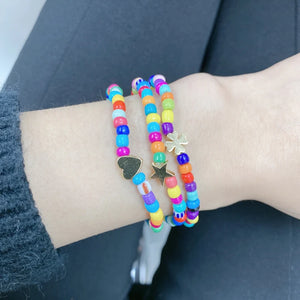 5Pcs/Lot Small Beaded Bracelets, Star Flower Heart Bangles