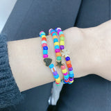5Pcs/Lot Small Beaded Bracelets, Star Flower Heart Bangles