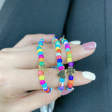 5Pcs/Lot Small Beaded Bracelets, Star Flower Heart Bangles
