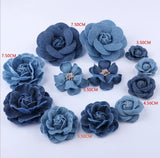 5Pcs/Lot Denim Fabric Flowers Hair Accessories DIY Crafts Supplies