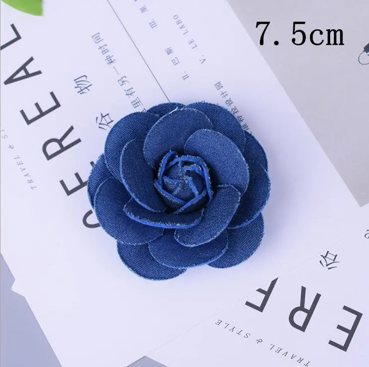 5Pcs/Lot Denim Fabric Flowers Hair Accessories DIY Crafts Supplies