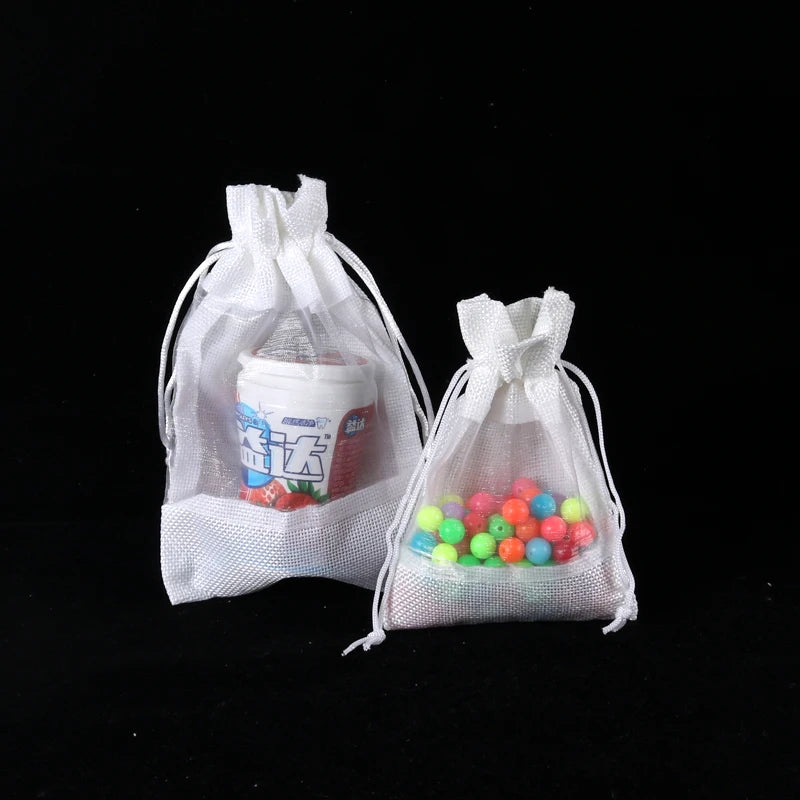 5Pcs Linen Bundle Pocket Jute Sack Gift Bag Drawstring Pouch