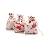 5Pcs Christmas Cotton Bags 10x14 13x18cm Drawstring Gift Bag & Pouches