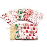 5Pcs Christmas Cotton Bags 10x14 13x18cm Drawstring Gift Bag & Pouches