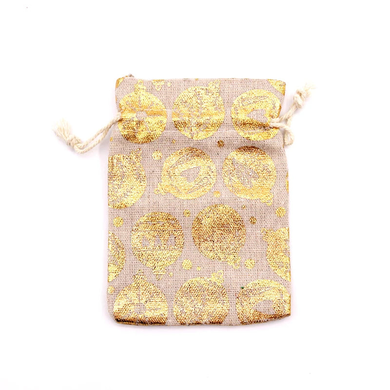 5Pcs Christmas Cotton Bags 10x14 13x18cm Drawstring Gift Bag & Pouches