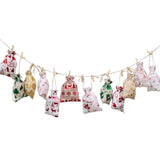5Pcs Christmas Cotton Bags 10x14 13x18cm Drawstring Gift Bag & Pouches