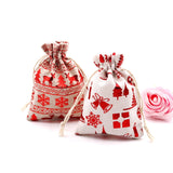 5Pcs Christmas Cotton Bags 10x14 13x18cm Drawstring Gift Bag & Pouches