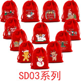 5Pcs Merry Christmas Velvet Bags Drawstring Pouch Candy Gift Bag
