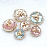 5Pcs/Lot Bee Resin Buttons Mixed Size Rhinestone Sewing Accessory