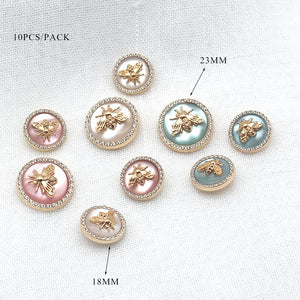 5Pcs/Lot Bee Resin Buttons Mixed Size Rhinestone Sewing Accessory