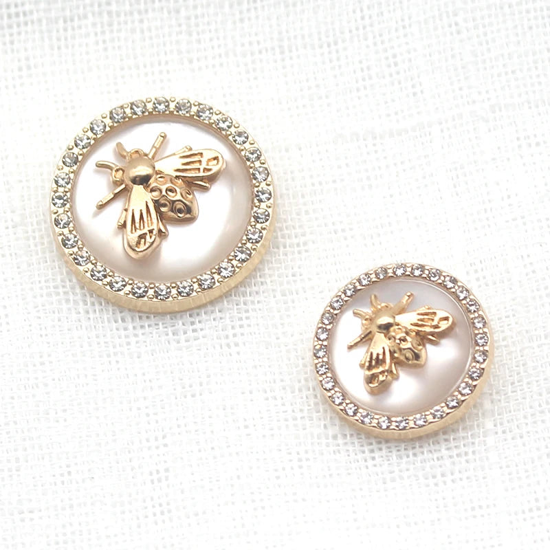 5Pcs/Lot Bee Resin Buttons Mixed Size Rhinestone Sewing Accessory