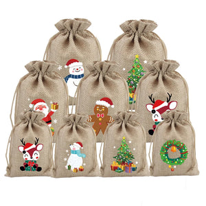 5Pcs Natural Jute Bags 10x14 13x18cm Drawstring Pouches Gift Bag