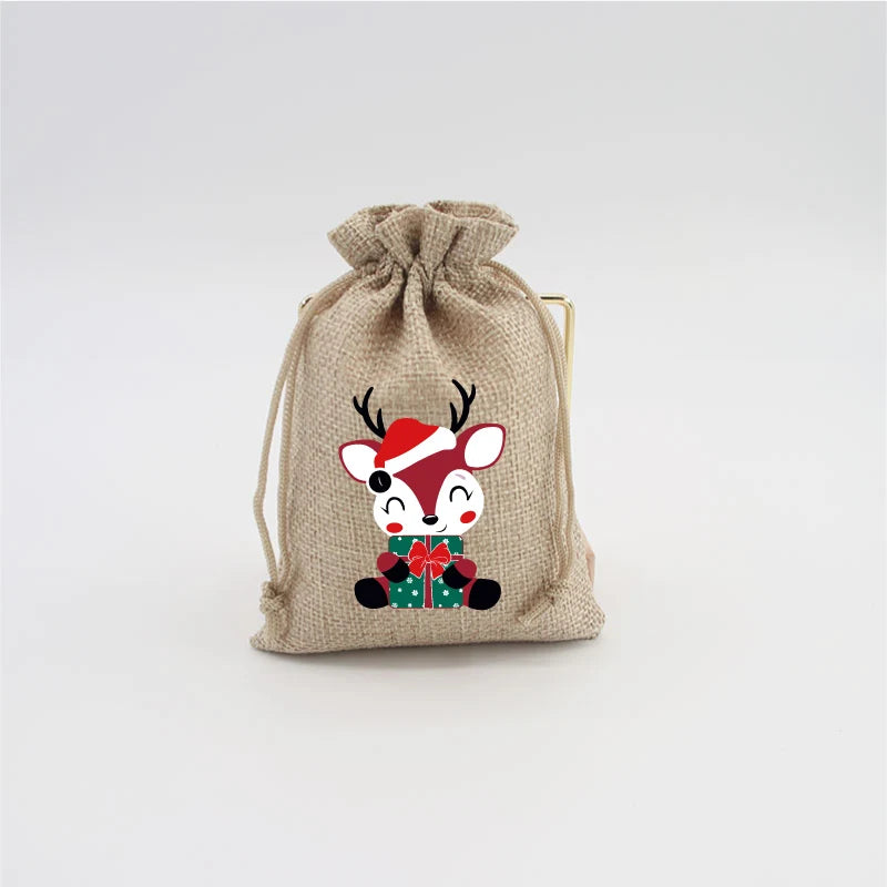 5Pcs Natural Jute Bags 10x14 13x18cm Drawstring Pouches Gift Bag