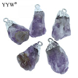 5Pcs Amethysts Pendant 15-37mm Charm Healing Crystal Necklace Finding